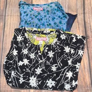 NWT (2) koi Kathy Peterson Scrub Tops XS